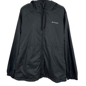Columbia Men Black Hooded Jacket 2X Polyester Full Zip Lightweight Outerwear EUC
